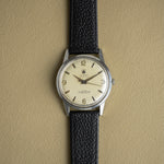 Büren Grand Prix Super-Slender automatic, front view, steel vintage watch