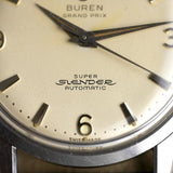 Super Slender Automatic text on the dial of the micro-rotor Büren Grand Prix, vintage watch