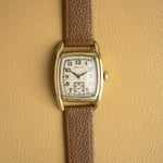 Hamilton Dodson 1938 vue de face, montre ancienne gold-filled 10K sur bracelet cuir
