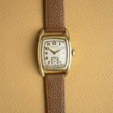 Hamilton Dodson 1938 vue de face, montre ancienne gold-filled 10K sur bracelet cuir