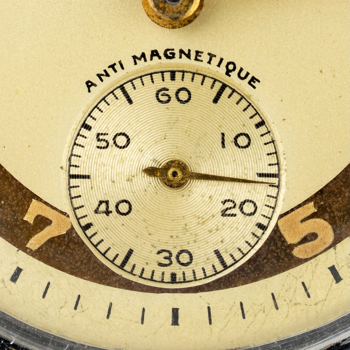 Petite seconde et mention Anti Magnétique sur le cadran de la L.U.C. Chopard, montre vintage