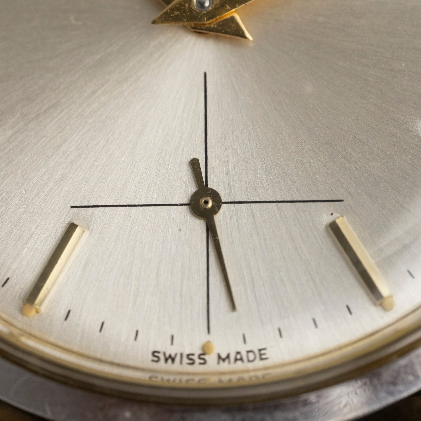 Small seconds and Swiss Made text on the Omega 2639-12 dial, vintage watch