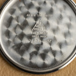 Inside of the Omega 2639-12 caseback, hallmarks and reference, vintage watch