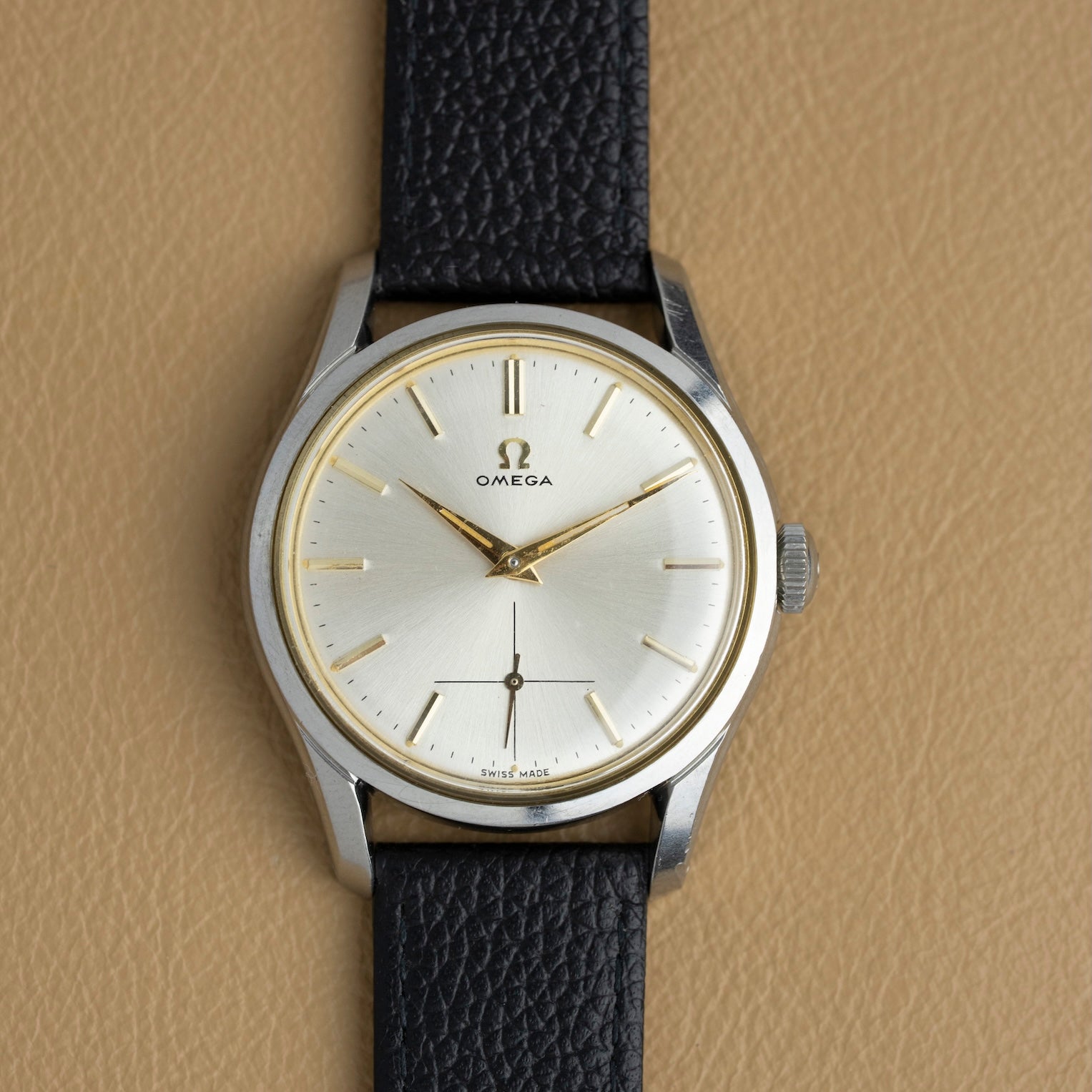 Vintage Omega Jumbo 2639-12 front view, small seconds at 6 o'clock