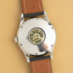 Fondo de la caja con medallón del observatorio, Omega Constellation 168.001, reloj antiguo
