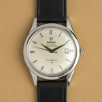 Esfera plateada del Omega Constellation 1963, índices aplicados y ventanilla de fecha, reloj vintage