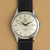 Esfera plateada del Omega Constellation 1963, índices aplicados y ventanilla de fecha, reloj vintage