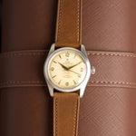 Tudor Oyster Prince 7808 vintage vista frontal con correa de piel