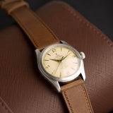 Tudor Oyster Prince de 34 mm de acero vista de tres cuartos, reloj antiguo
