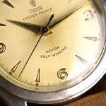 Inscripción Rotor Self-Winding y agujas dauphine del Tudor Oyster Prince, reloj antiguo