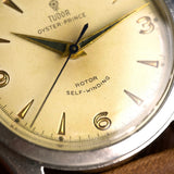 Inscripción Rotor Self-Winding y agujas dauphine del Tudor Oyster Prince, reloj antiguo