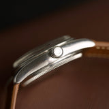 Perfil del lado de la corona de la caja Oyster de acero del Tudor 7808, reloj antiguo