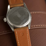 Fondo roscado de la caja Oyster del Tudor 7808 con correa de piel, reloj antiguo