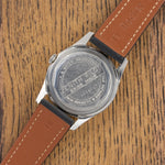 Zenith Pilot engraved caseback on brown leather strap, vintage watch