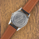 Zenith Pilot engraved caseback on brown leather strap, vintage watch