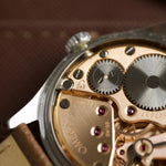 Close-up of the manual-winding Omega calibre 266, vintage watch