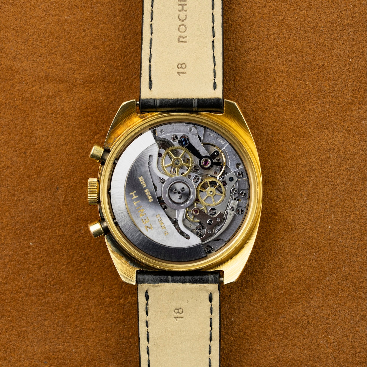Zenith El Primero Surf abierto, movimiento automático visible, cronógrafo vintage