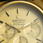 Esfera dorada tono sobre tono del Zenith El Primero Surf, agujas de cronógrafo, reloj vintage
